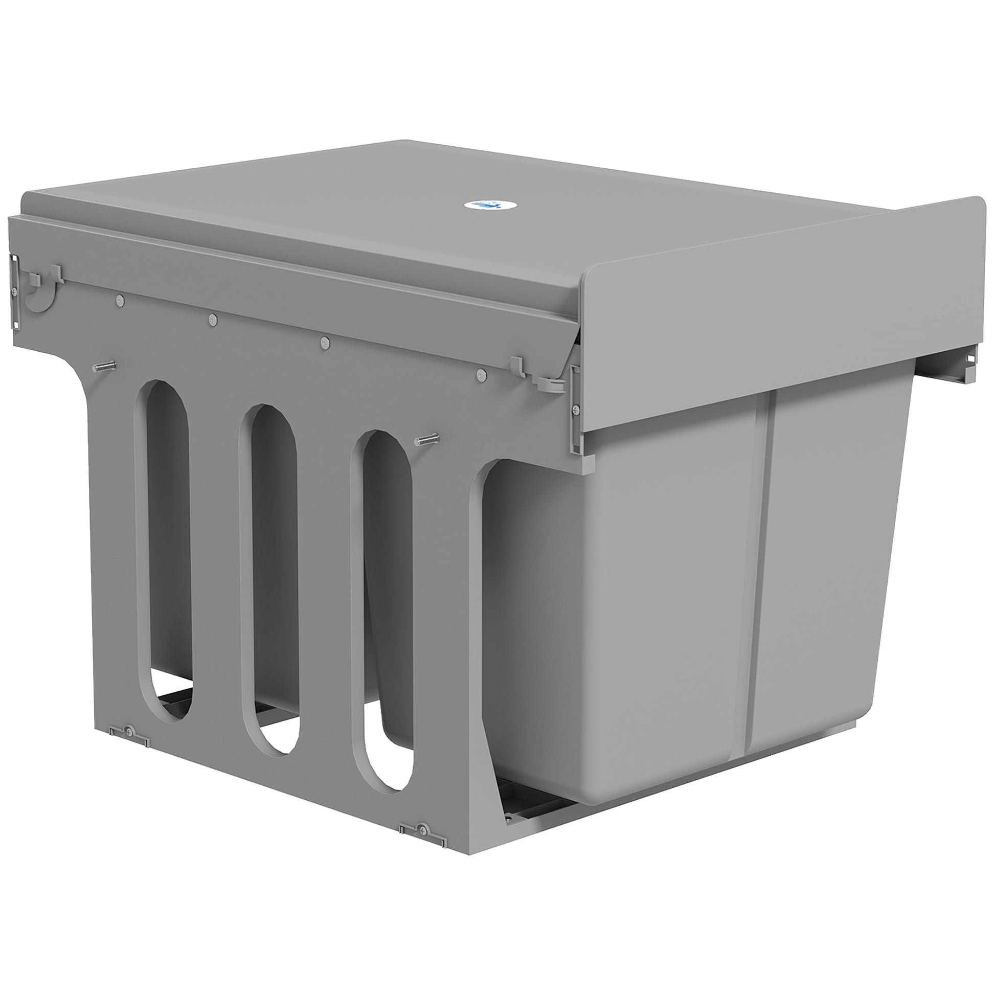Photo of HOMCOM Pull Out Bin, Under Sink Bin - 2 Removable Compartments (15L Each) for 400mm Cabinets, Light Grey in Grey colour on a white background