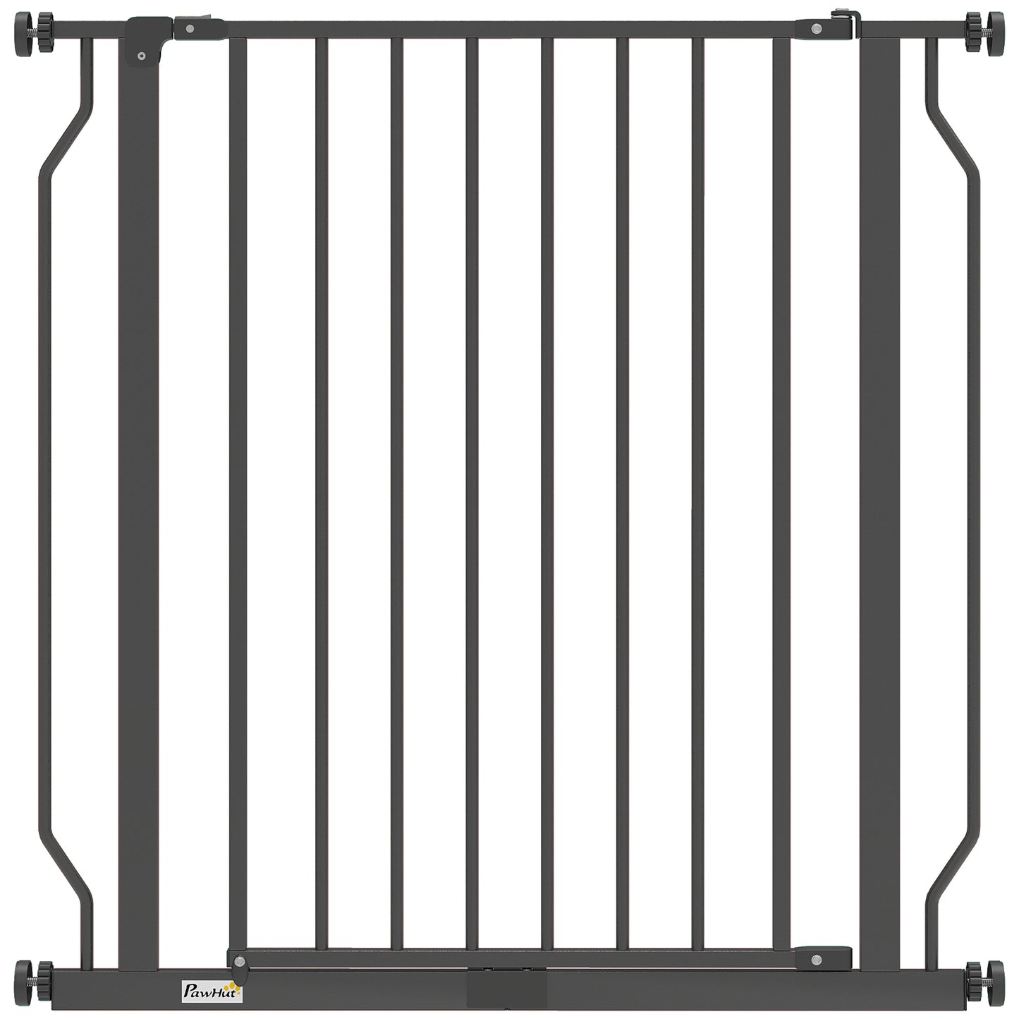 Photo of PawHut Extra Wide Dog Gate, with Door Pressure, for Doorways, Hallways, Staircases - Black in Black colour on a white background