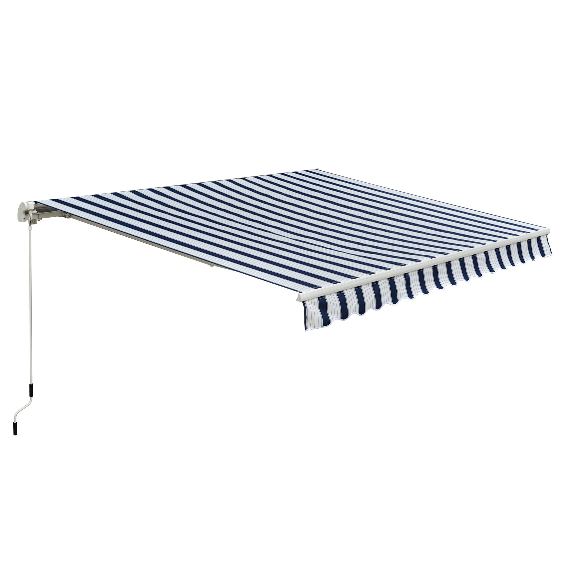 Photo of Outsunny Manual Retractable Awning, 3x2.5 m-Blue/White Stripes in Stripes colour on a white background