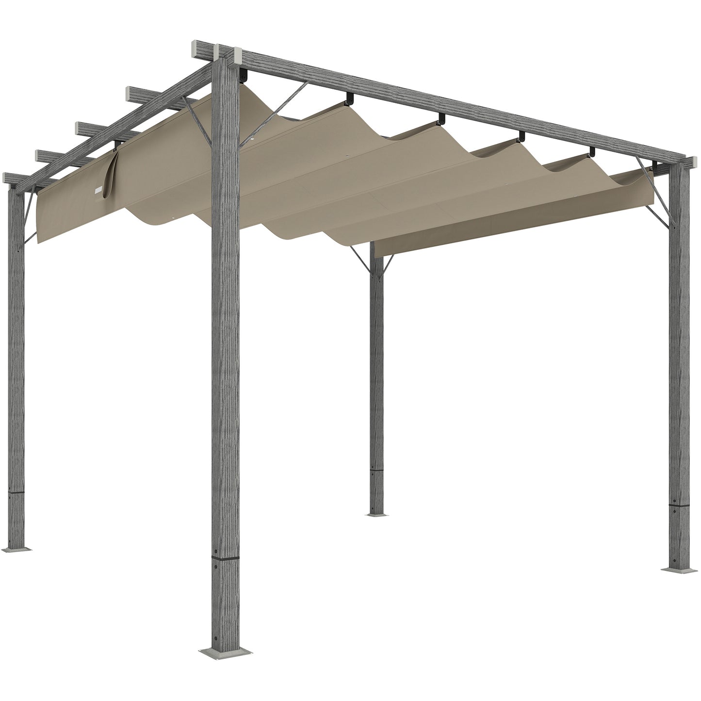 Photo of Outsunny 3 x 3 m Retractable Roof Pergola - Grey in Grey colour on a white background
