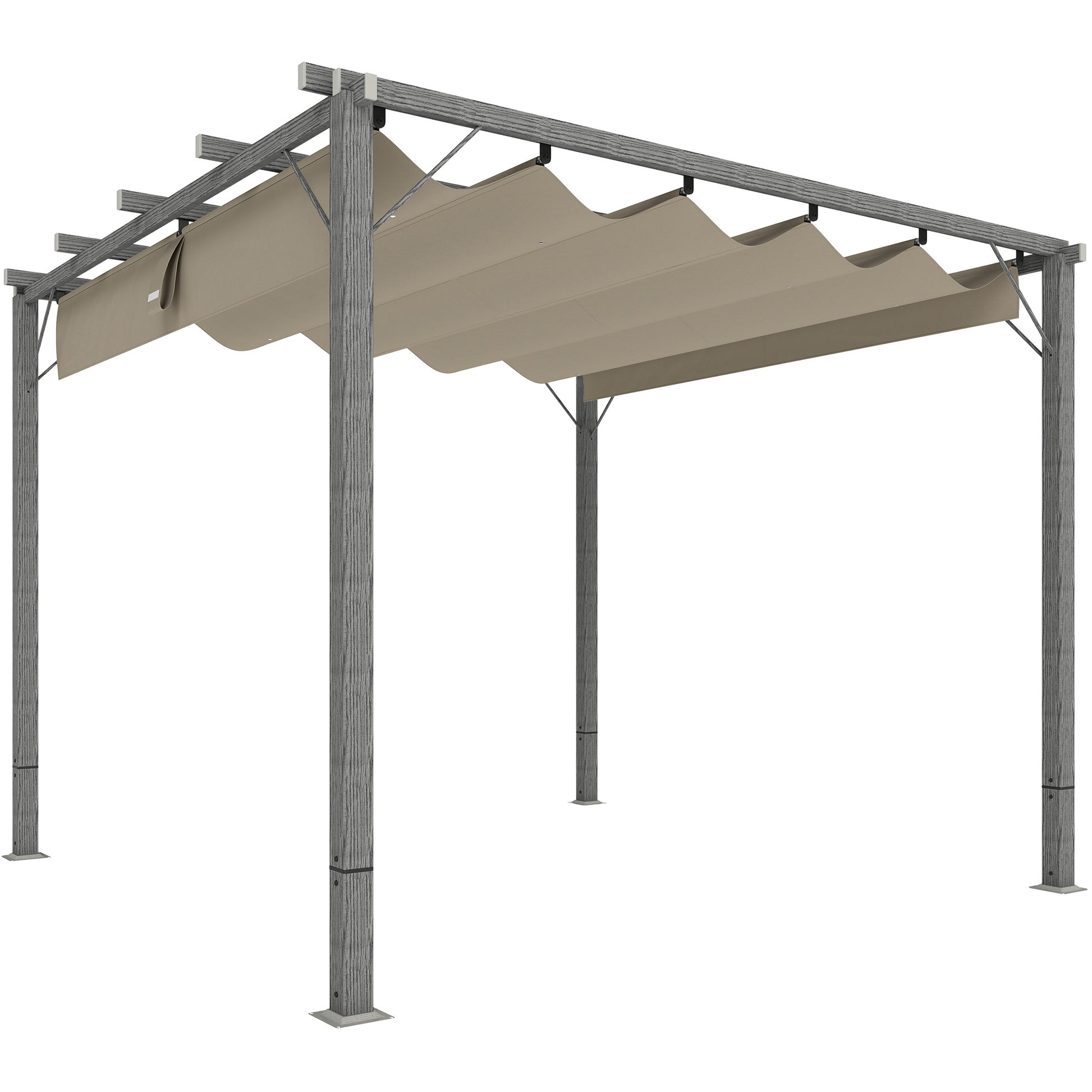 Photo of Outsunny 3 x 3 m Retractable Roof Pergola - Grey in Grey colour on a white background