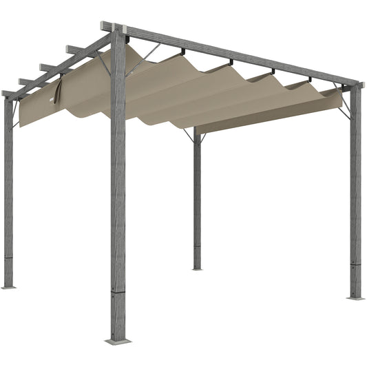 Photo of Outsunny 3 x 3 m Retractable Roof Pergola - Grey in Grey colour on a white background