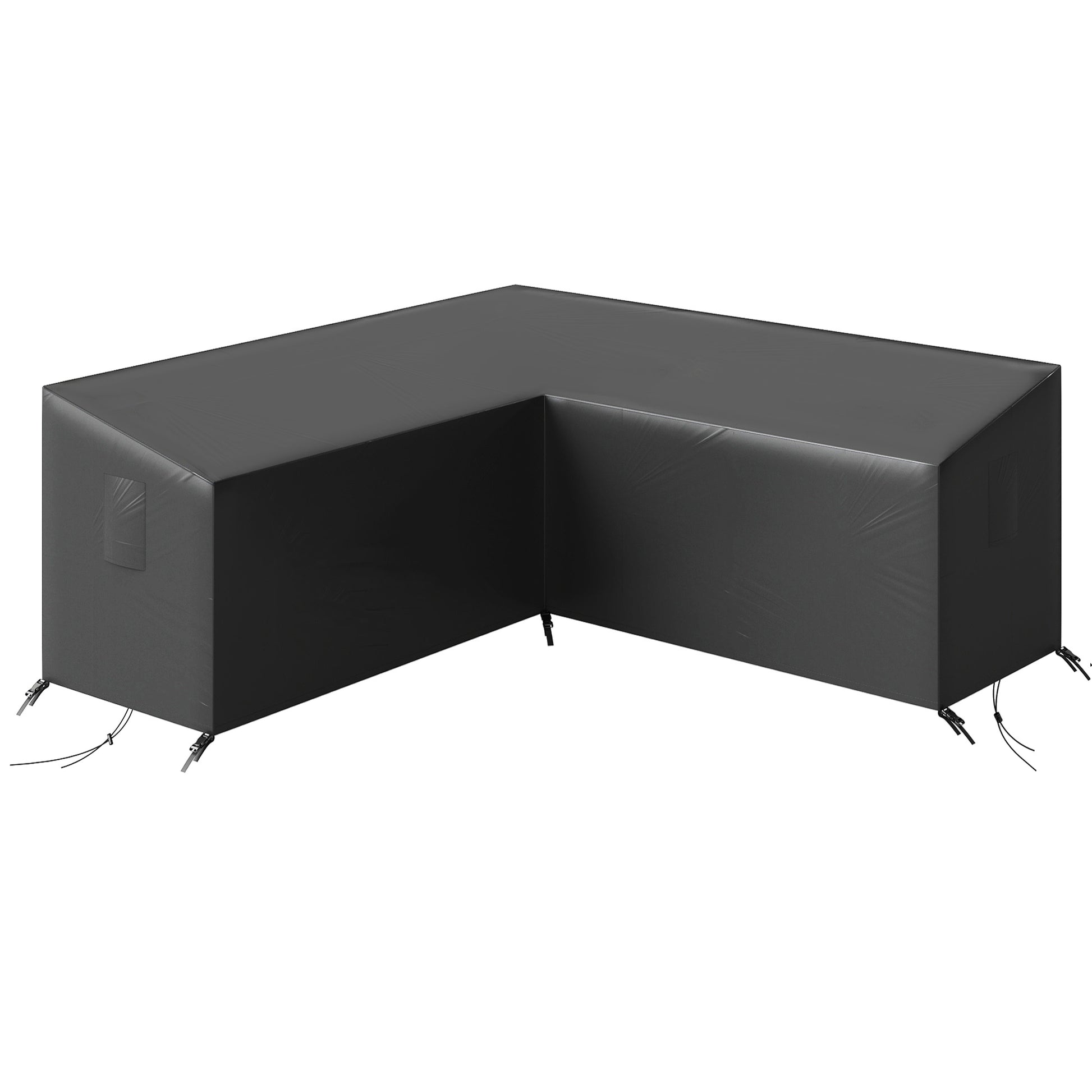 Photo of Outsunny V-Shaped Patio Furniture Cover, Waterproof Outdoor V-Shaped Sectional Sofa Cover, Anti-UV with Air Vent, Black in Black colour on a white background