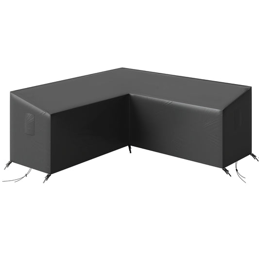 Photo of Outsunny V-Shaped Patio Furniture Cover, Waterproof Outdoor V-Shaped Sectional Sofa Cover, Anti-UV with Air Vent, Black in Black colour on a white background