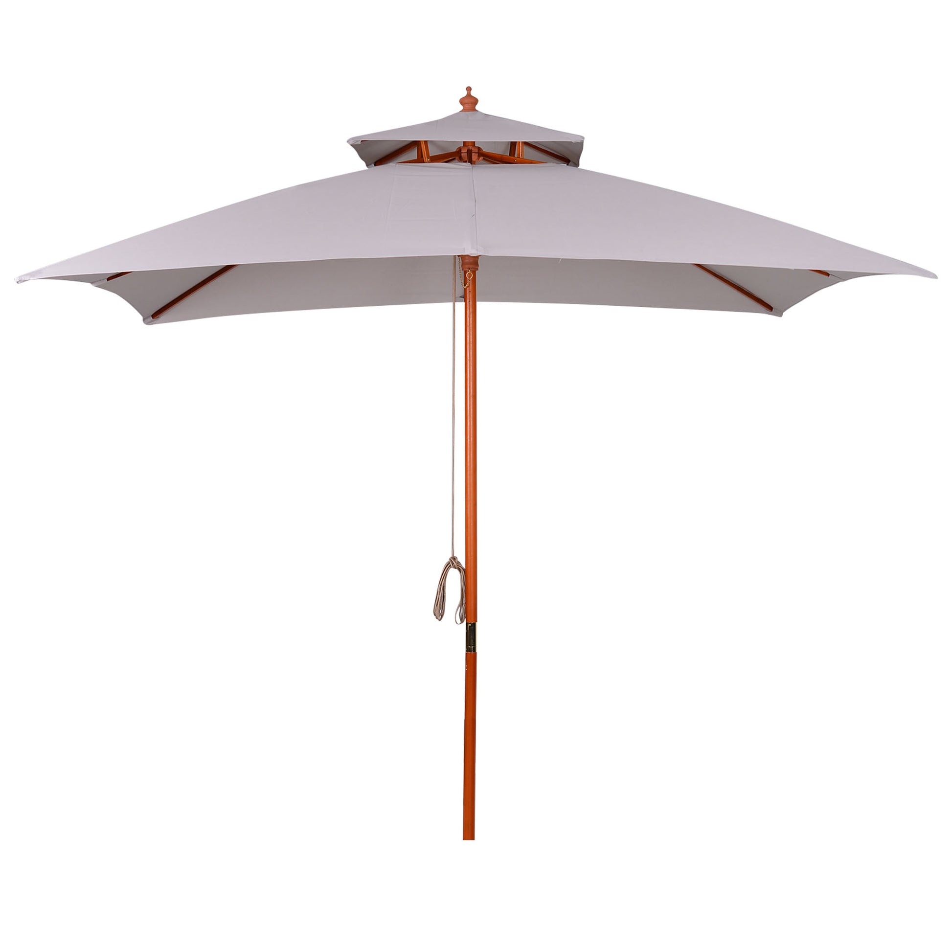 Photo of Outsunny 3 x 3m Garden Parasol with Double-Tier Canopy, Large UV Resistant Patio Umbrella for Sun Shade, Garden Dining & Outdoor Seating, Grey in Grey colour on a white background
