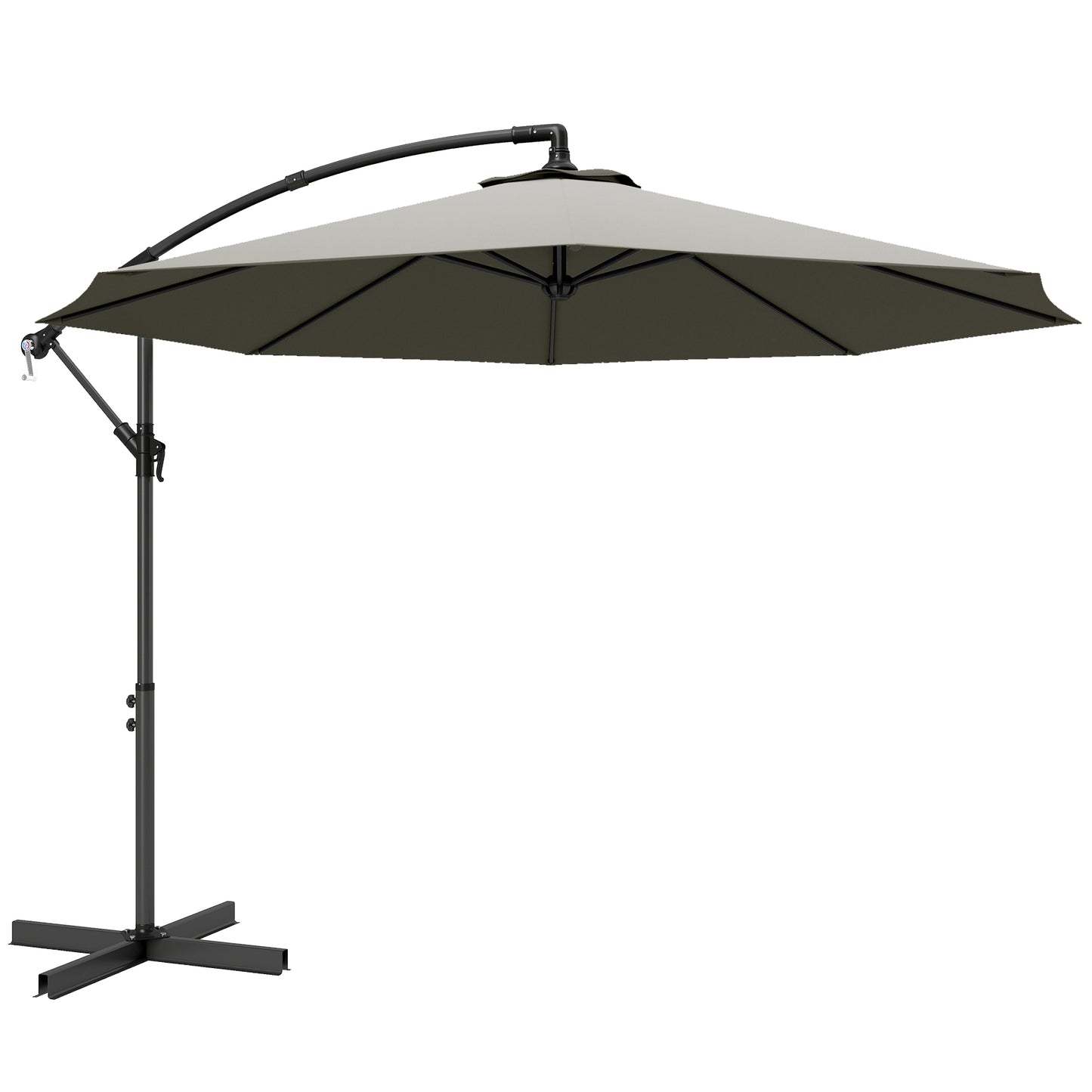 Photo of Outsunny 3m Overhanging Cantilever Parasol, with Cross Base - Light Grey in Grey colour on a white background