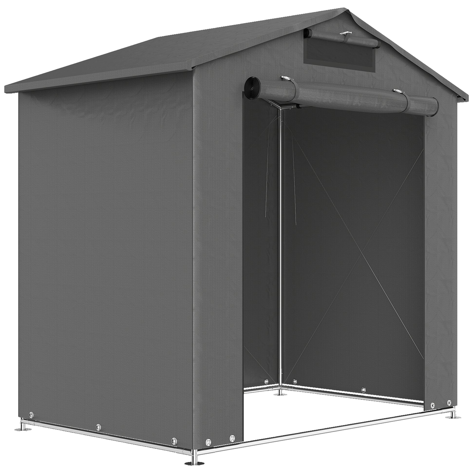 Photo of Outsunny 6 x 4 ft Outdoor Garden Storage Shed, Waterproof Bike Tent with Vent and Roll-Up Zipper Door in Door colour on a white background