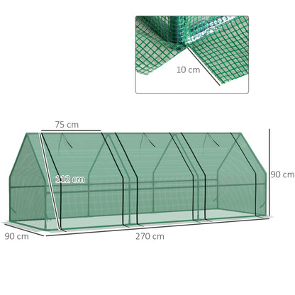 Outsunny greenhouse dimensions: 270 cm long, 90 cm wide and 90 cm high