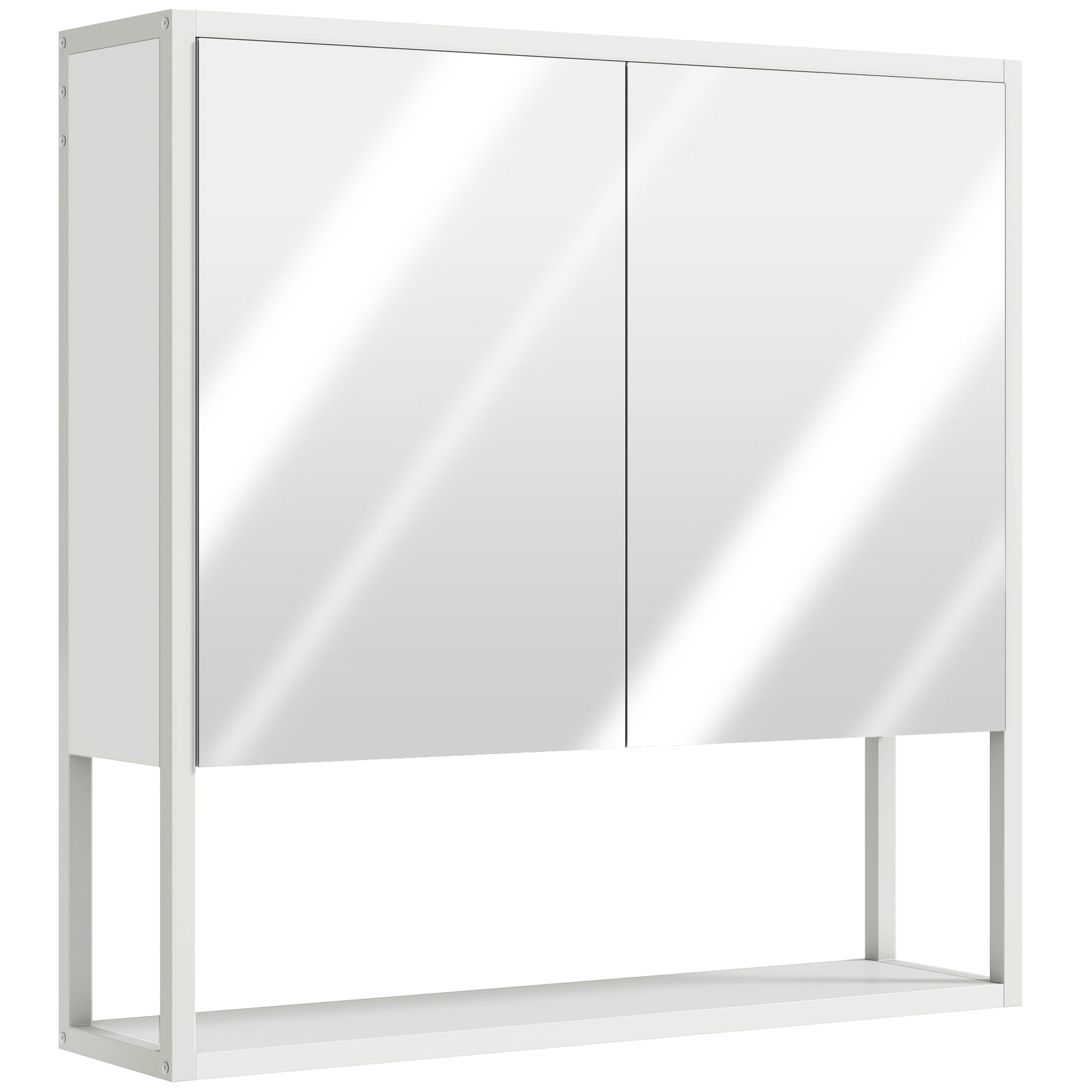Photo of HOMCOM Bathroom Mirror Cabinet with Soft-Close Doors and Adjustable Shelf - White in White colour on a white background