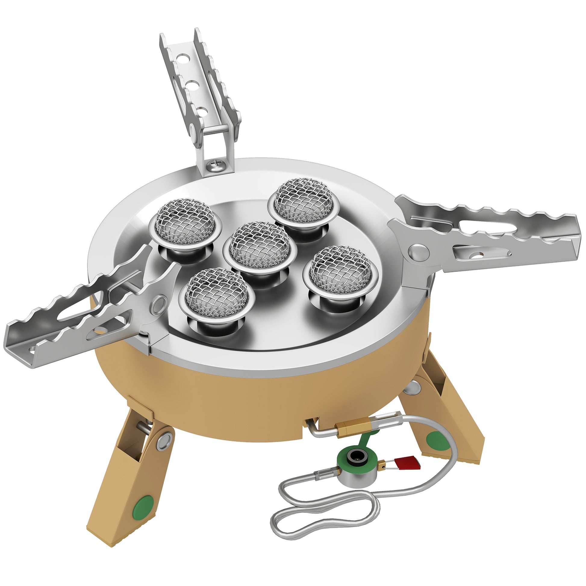 Photo of Outsunny 7000W Camping Stove with Piezo Ignition, High Power Gas Stove with 50kg Capacity and Carry Bag for Outdoor Hiking Khaki in Khaki colour on a white background