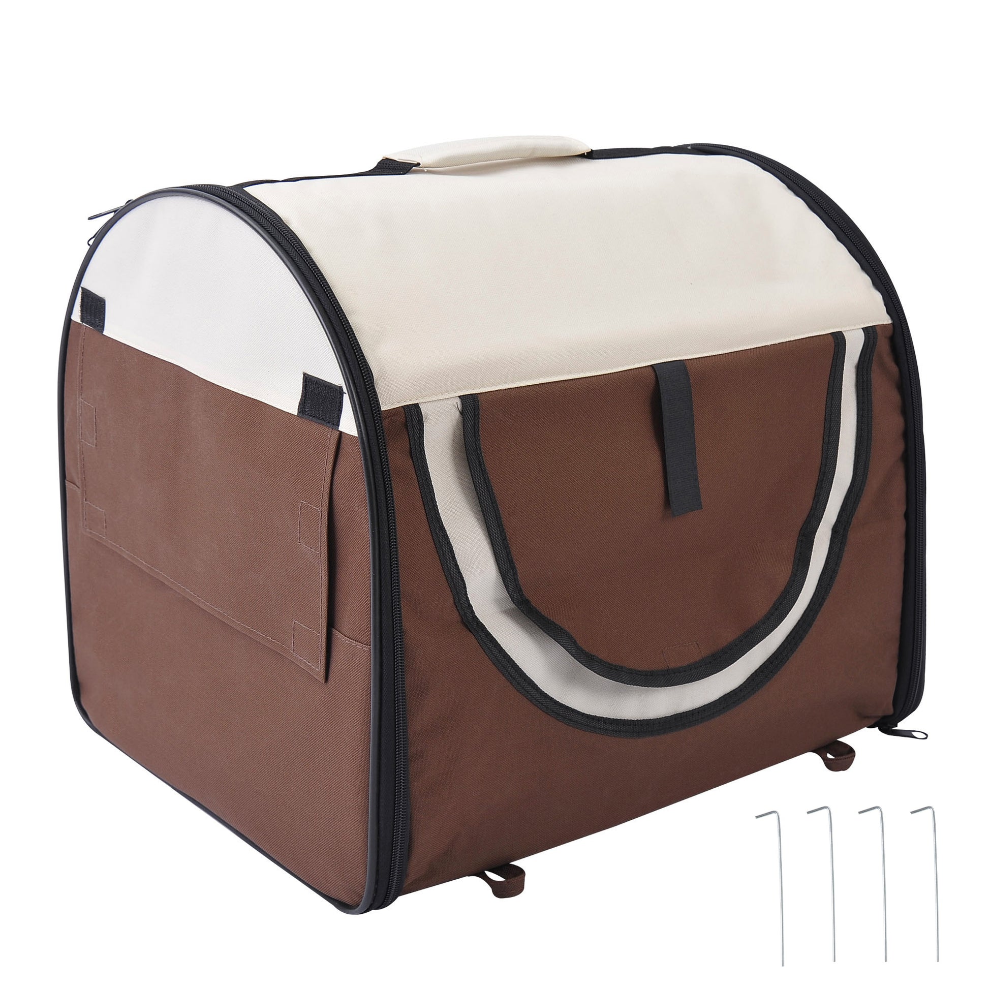 Photo of Pawhut Folding Fabric Soft Pet Crate, 46Lx36Wx41H cm - Brown in Brown colour on a white background