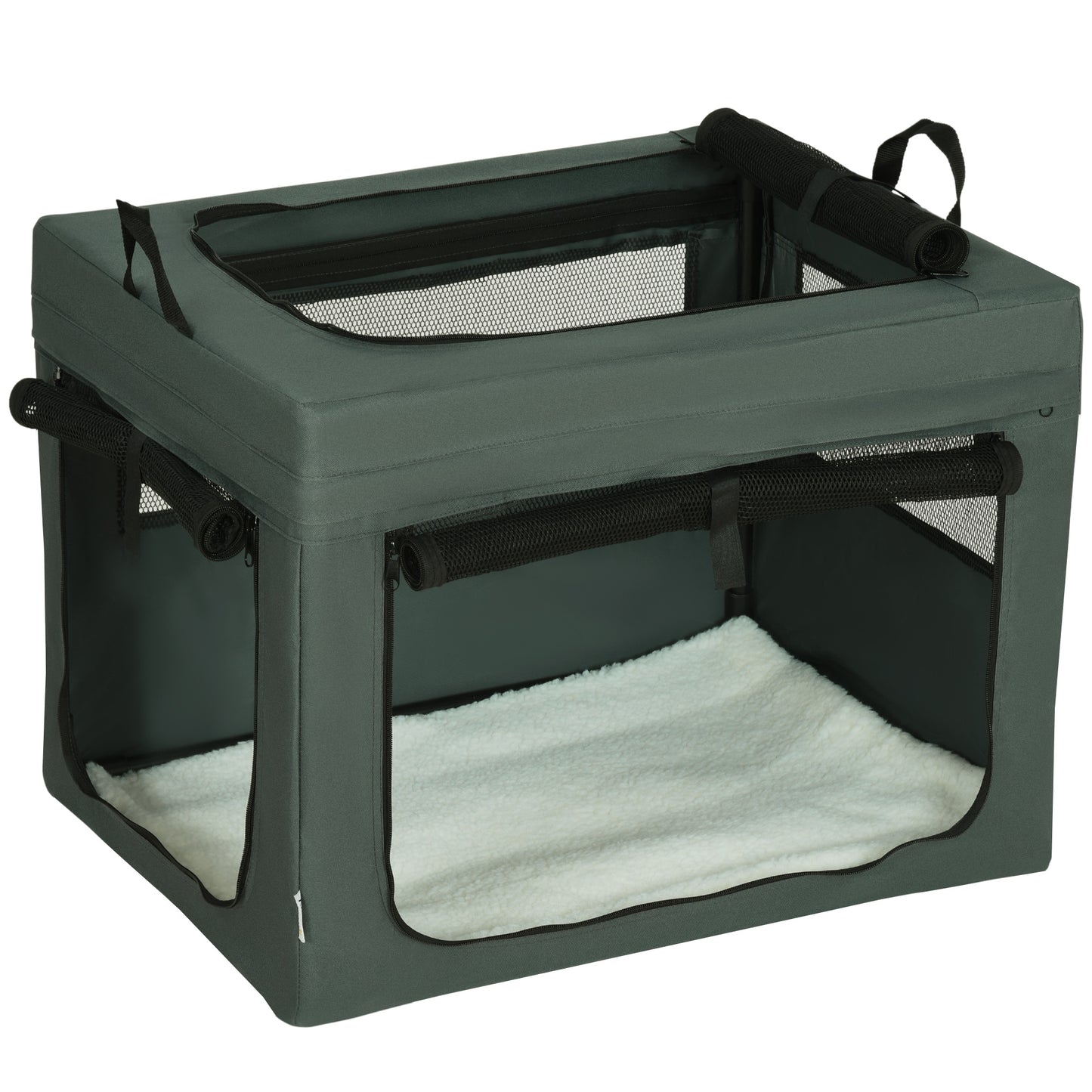 Photo of PawHut 69cm Pet Carrier, with Cushion, for Miniature and Small Dogs - Grey in Grey colour on a white background