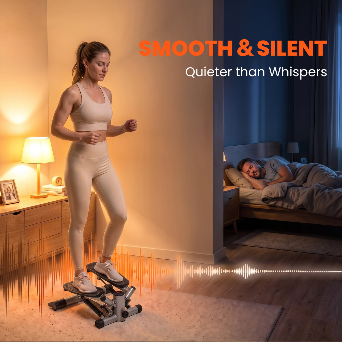 HOMCOM mini stepper used for a quiet indoor workout