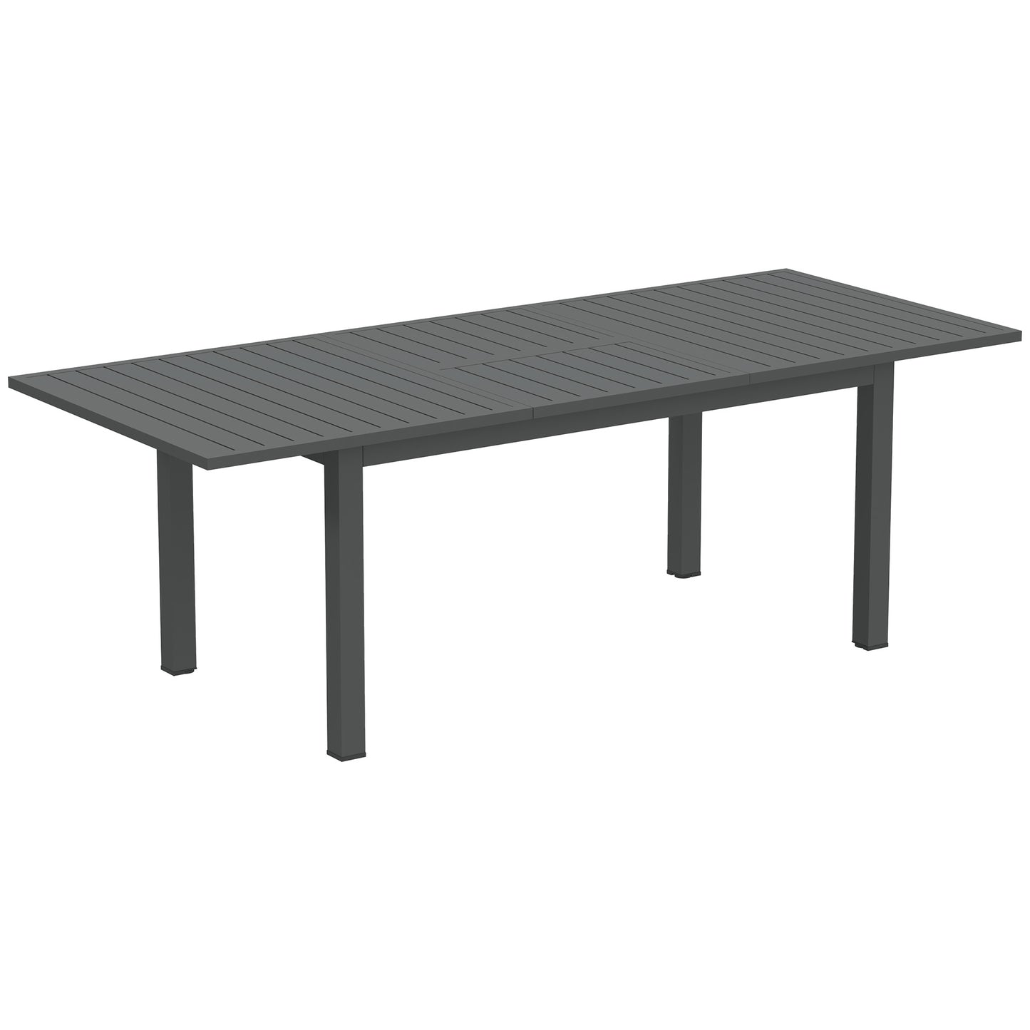 Photo of Outsunny Aluminium Extending Garden Table with Slatted Top for 6-8 Person, 160/220 x 90 x 73 cm, Grey in Grey colour on a white background