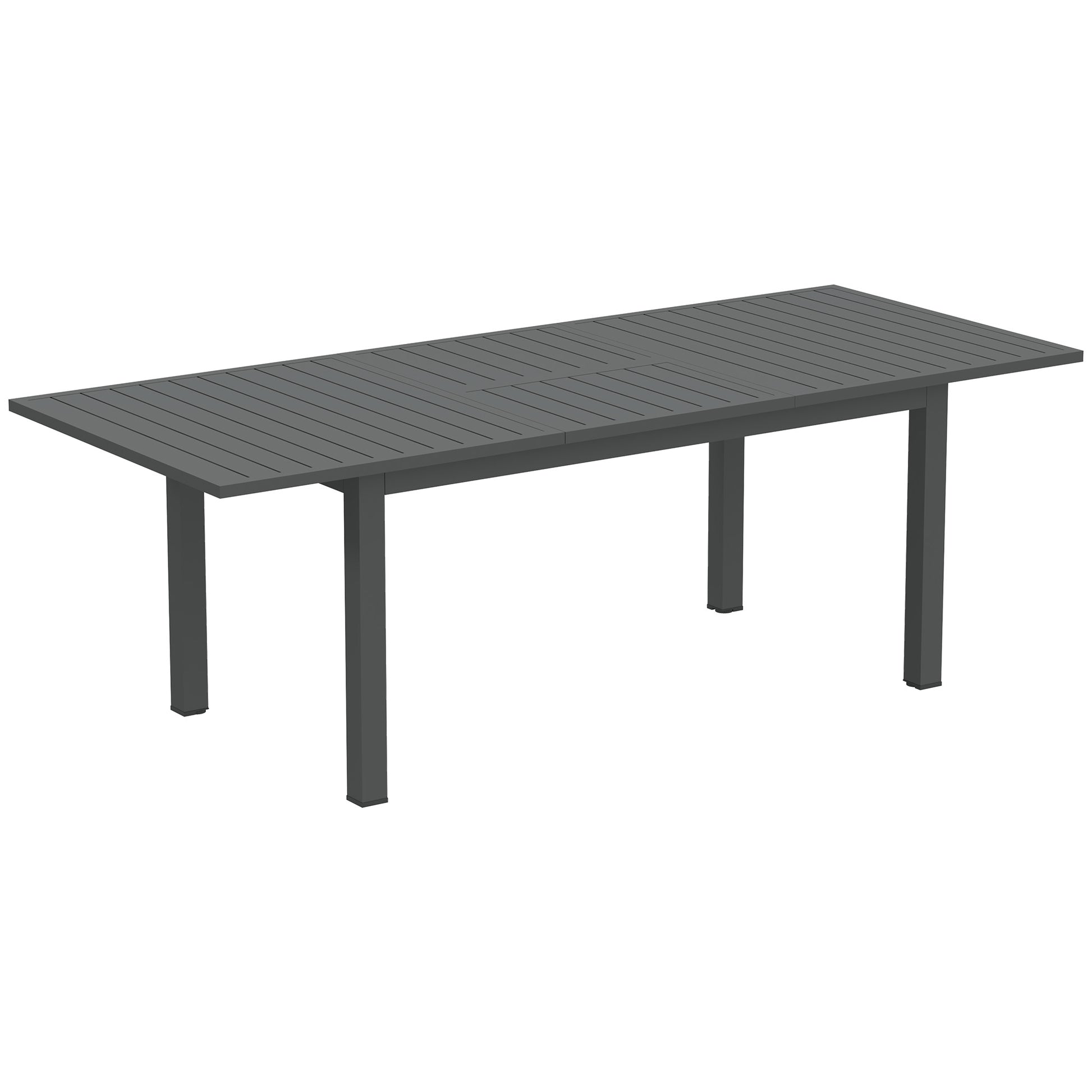 Photo of Outsunny Aluminium Extending Garden Table with Slatted Top for 6-8 Person, 160/220 x 90 x 73 cm, Grey in Grey colour on a white background