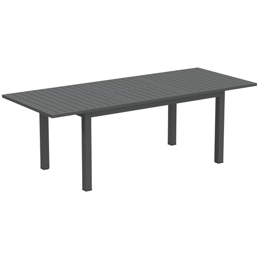 Photo of Outsunny Aluminium Extending Garden Table with Slatted Top for 6-8 Person, 160/220 x 90 x 73 cm, Grey in Grey colour on a white background
