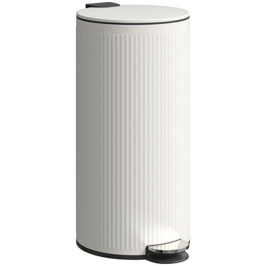Photo of HOMCOM Kitchen Bin, 30 Litre Pedal Rubbish Bin with Removable Bucket, Cream in Cream colour on a white background