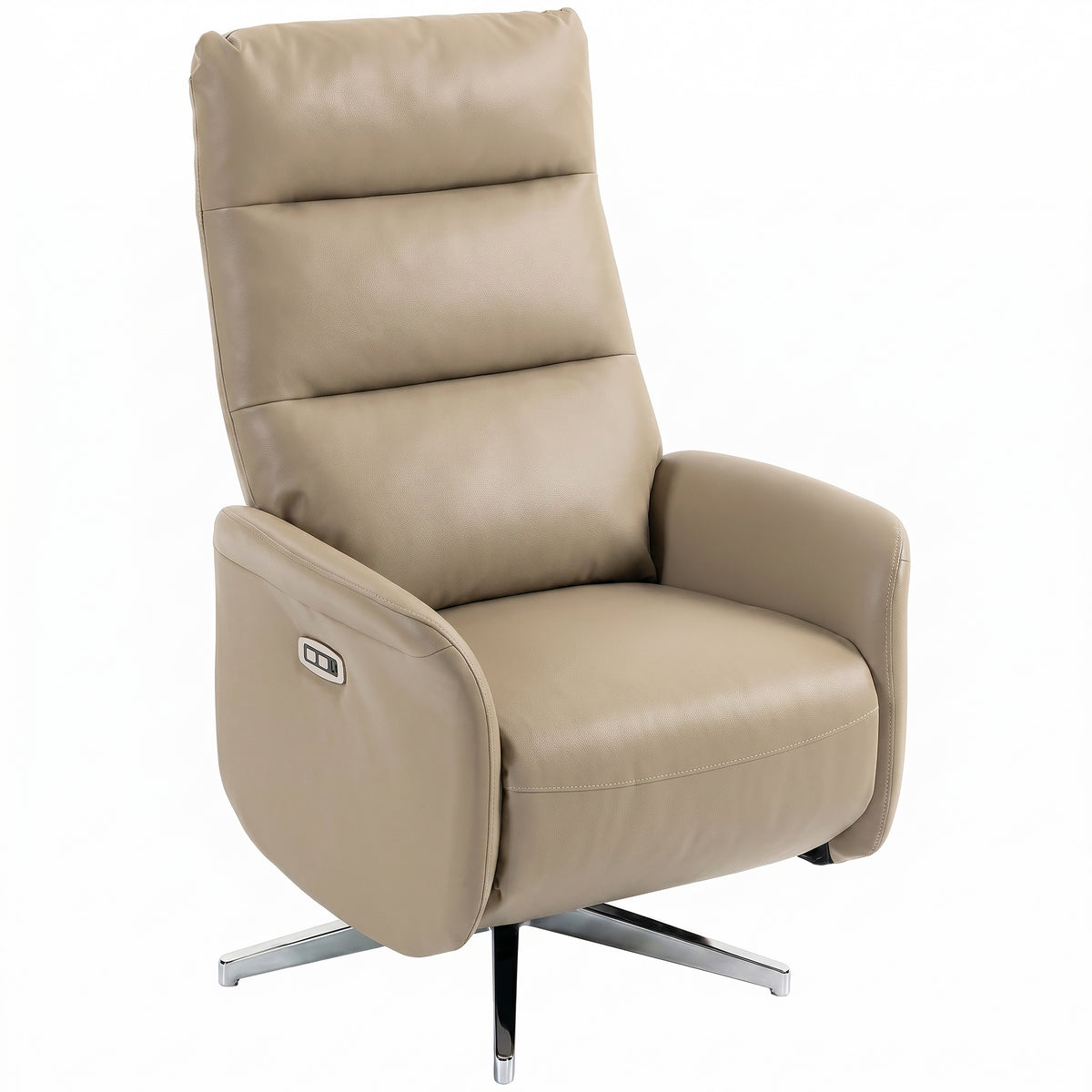 Photo of HOMCOM Power Recliner Chair, Swivel Electric Reclining Chair with Type C+USB, Recliner Armchair with Footrest, Brown in Brown colour on a white background