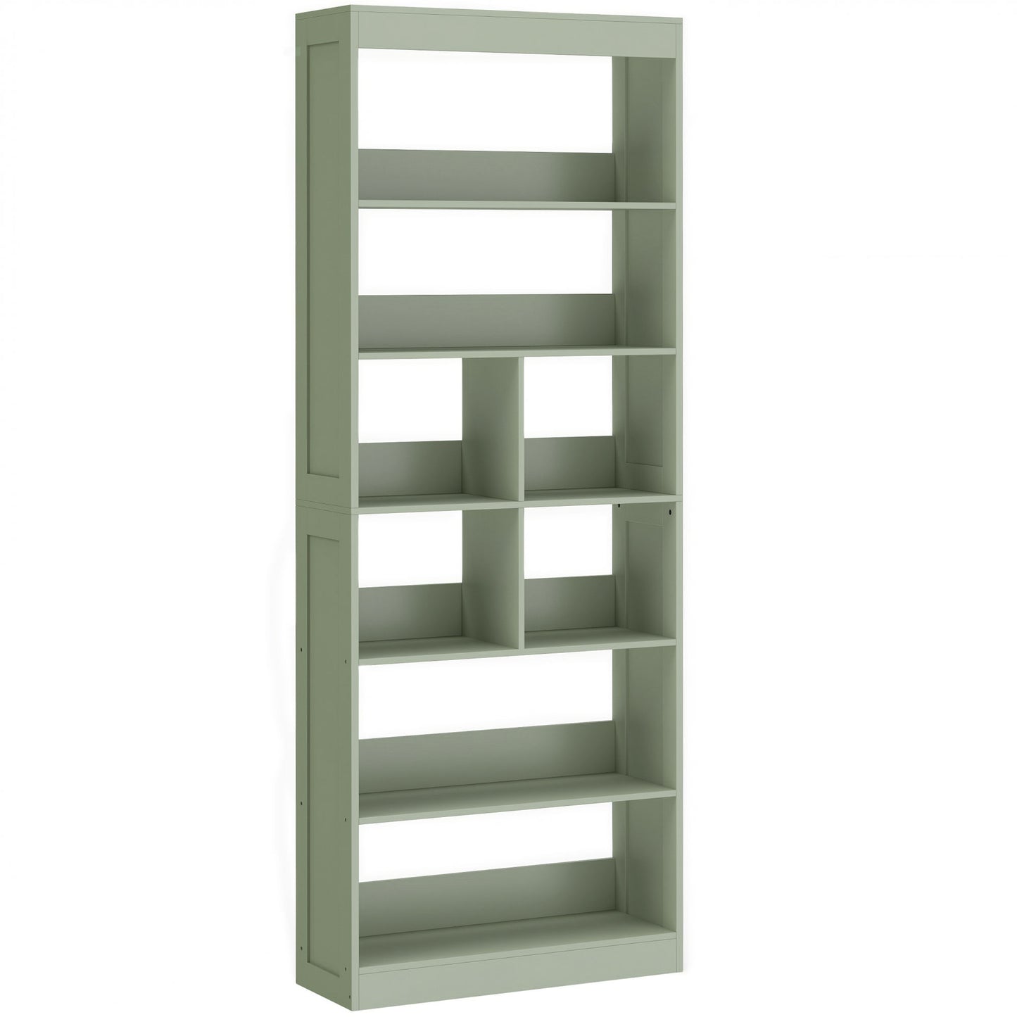 Photo of HOMCOM Bookcase, 6-Tier Bookshelf with Open Storage Shelves, Cubes, 180 cm Tall Display Shelf with Anti-Tipping Design, Green in Green colour on a white background
