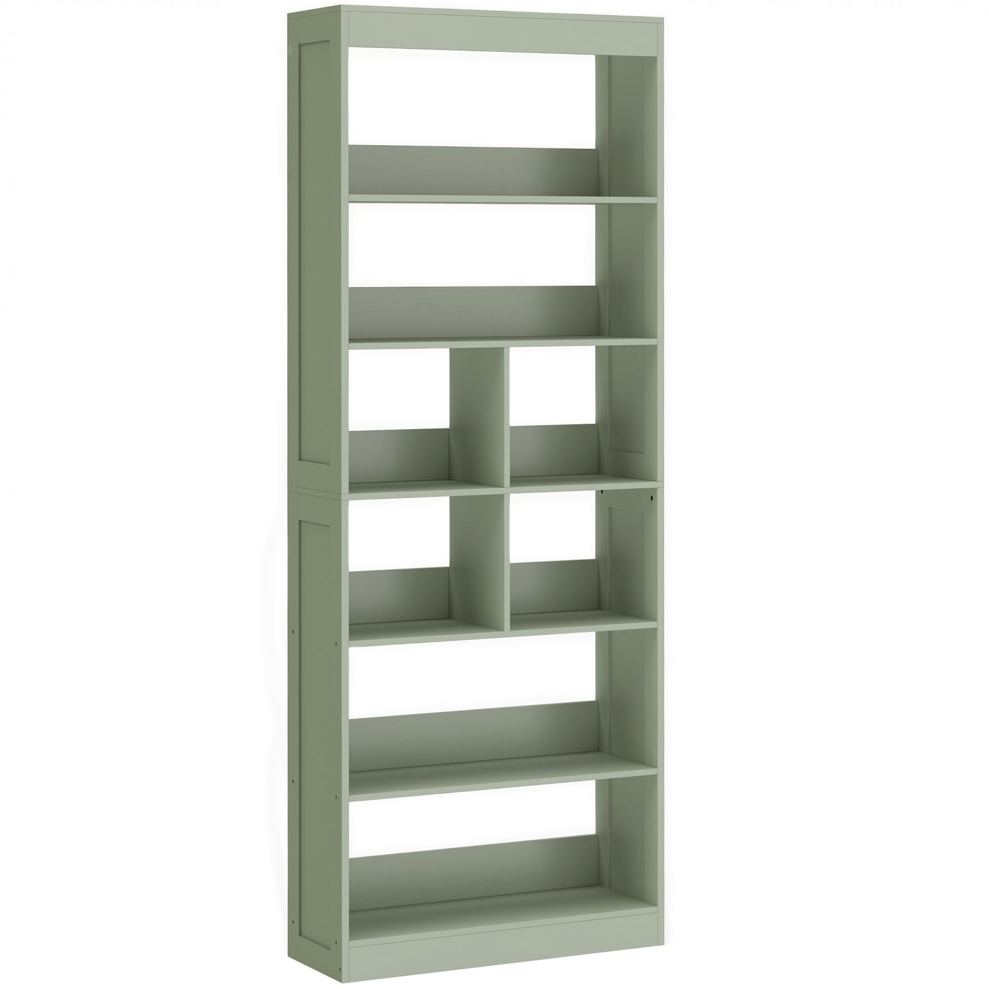 Photo of HOMCOM Bookcase, 6-Tier Bookshelf with Open Storage Shelves, Cubes, 180 cm Tall Display Shelf with Anti-Tipping Design, Green in Green colour on a white background