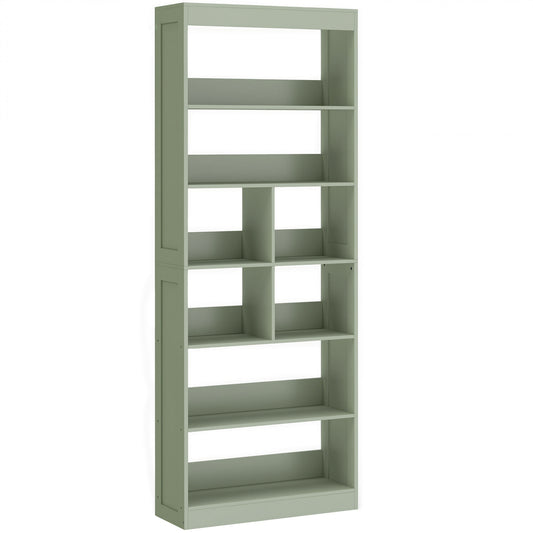 Photo of HOMCOM Bookcase, 6-Tier Bookshelf with Open Storage Shelves, Cubes, 180 cm Tall Display Shelf with Anti-Tipping Design, Green in Green colour on a white background