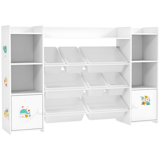 Photo of AIYAPLAY Kids Toy Organizers and Storage with 8 Removable Storage Bins and Bookshelf, White in White colour on a white background