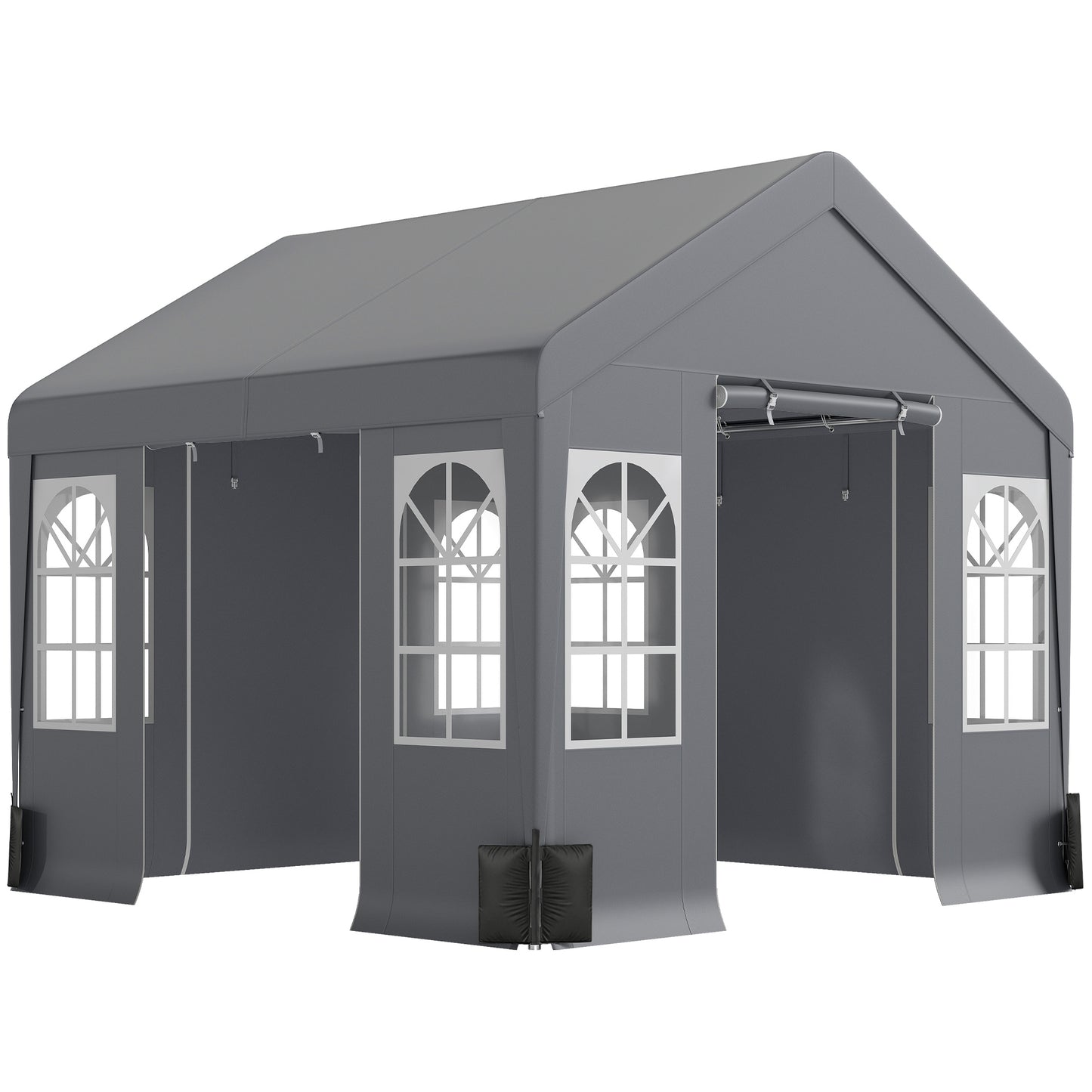 Photo of Outsunny 3 x 3 m Party Tent, Outdoor Canopy Tent Shelter with Removable Sidewalls, 4 Zipped Doors, for Parties, Wedding, Grey in Grey colour on a white background