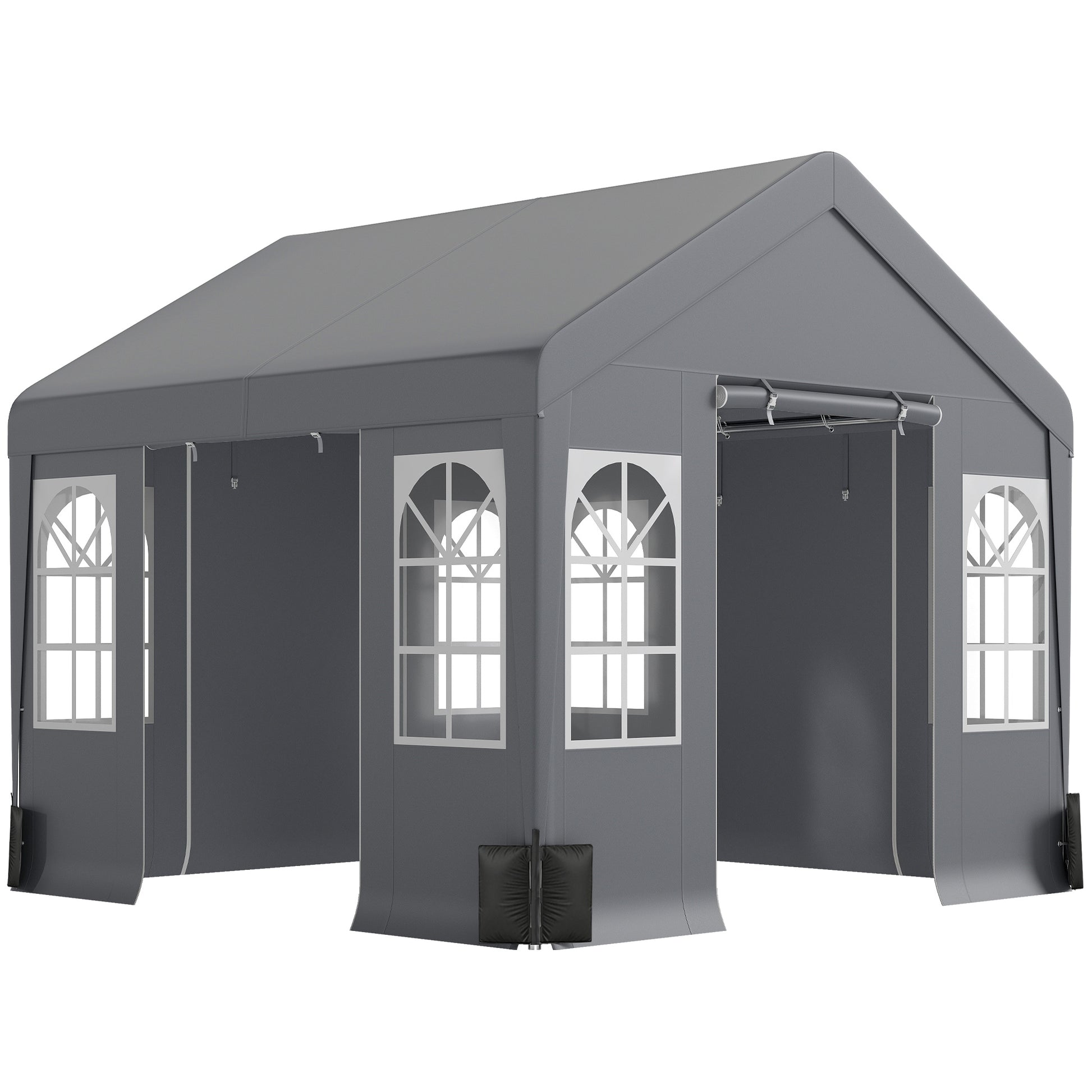Photo of Outsunny 3 x 3 m Party Tent, Outdoor Canopy Tent Shelter with Removable Sidewalls, 4 Zipped Doors, for Parties, Wedding, Grey in Grey colour on a white background