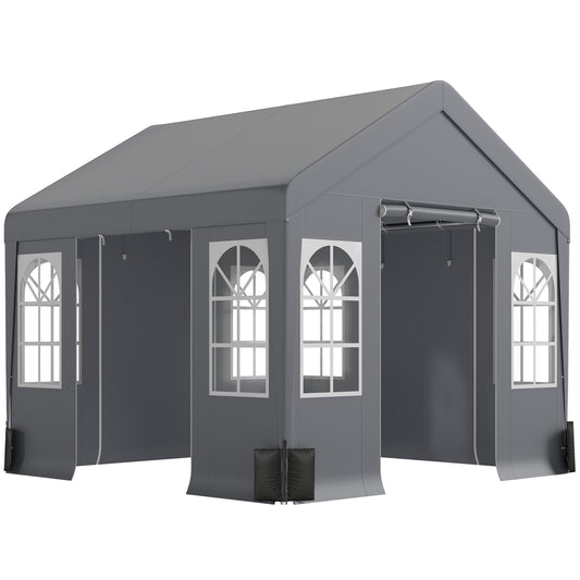 Photo of Outsunny 3 x 3 m Party Tent, Outdoor Canopy Tent Shelter with Removable Sidewalls, 4 Zipped Doors, for Parties, Wedding, Grey in Grey colour on a white background