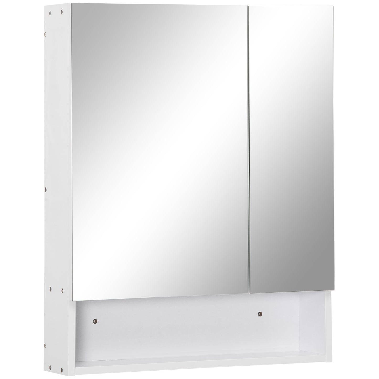Photo of kleankin Bathroom Cabinet with Mirror, Wall Mounted Bathroom Mirror Cabinet with Adjustable Shelf, 2 Doors Storage Cupboard, White in White colour on a white background