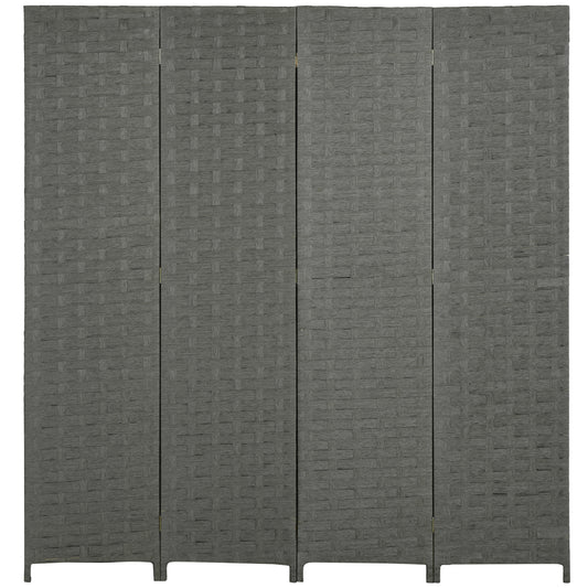 Photo of HOMCOM 4-Panel Room Dividers, Wave Fibre Freestanding Folding Privacy Screen Panels, Partition Wall Divider for Indoor Bedroom Office, 170 cm, Grey in Grey colour on a white background