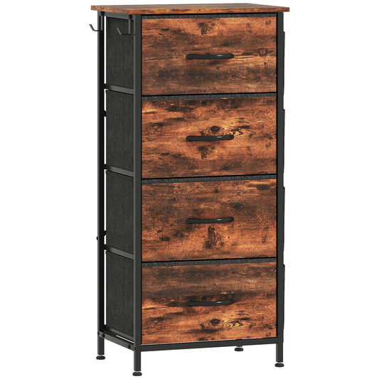 Photo of HOMCOM Chest of Four Fabric Drawers - Rustic Brown in Brown colour on a white background