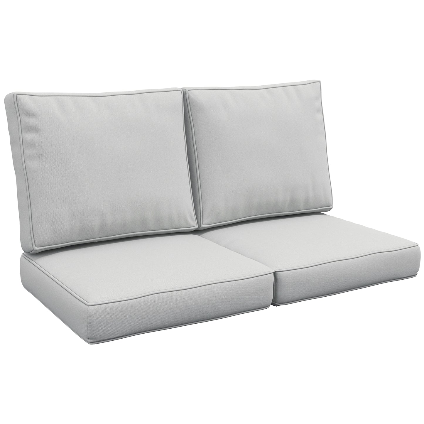 Photo of Outsunny 2 Seater Back and Seat Cushion Pillows Replacement, Patio Chair Cushions Set for Indoor Outdoor, Light Grey in Grey colour on a white background