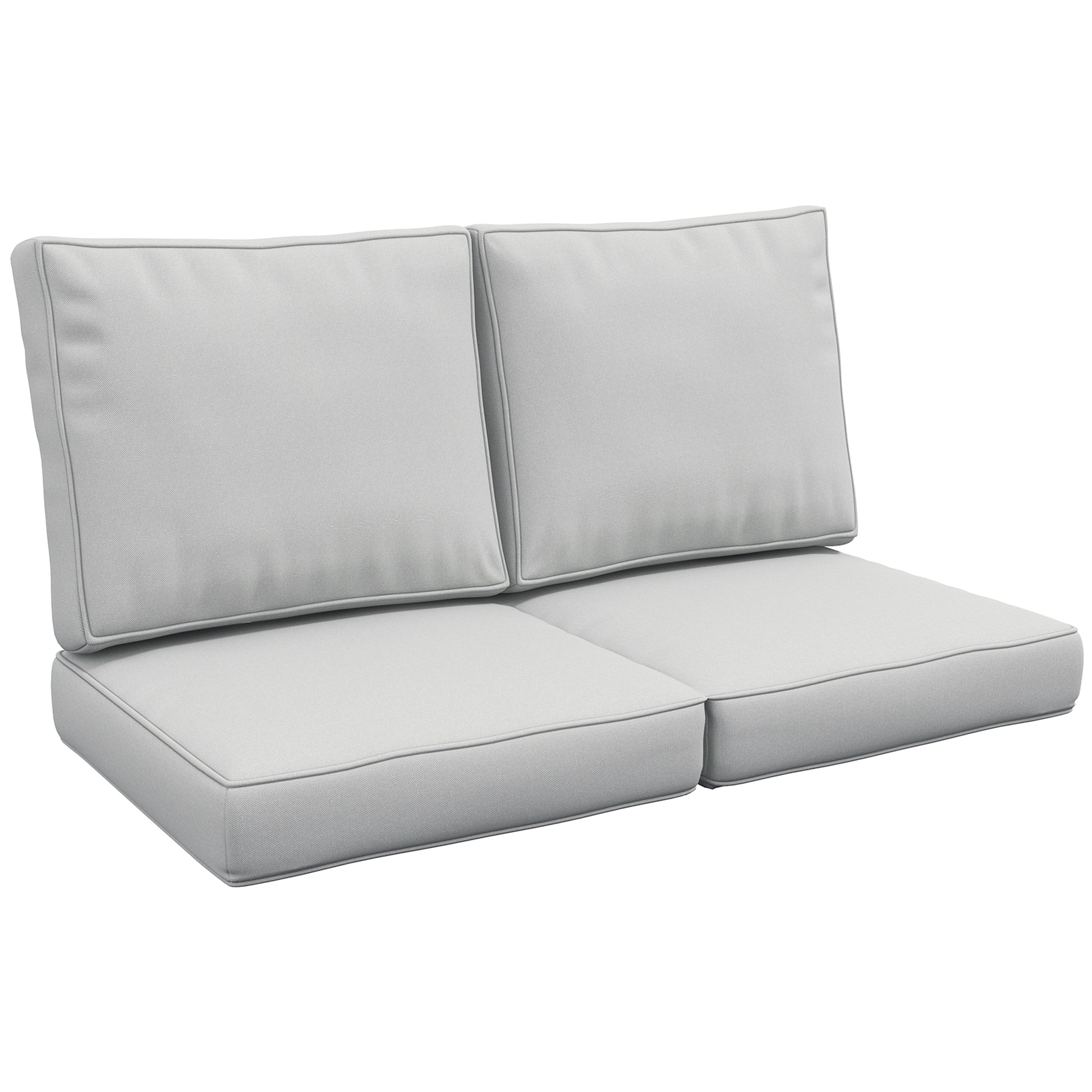 Photo of Outsunny 2 Seater Back and Seat Cushion Pillows Replacement, Patio Chair Cushions Set for Indoor Outdoor, Light Grey in Grey colour on a white background