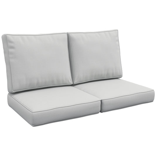 Photo of Outsunny 2 Seater Back and Seat Cushion Pillows Replacement, Patio Chair Cushions Set for Indoor Outdoor, Light Grey in Grey colour on a white background