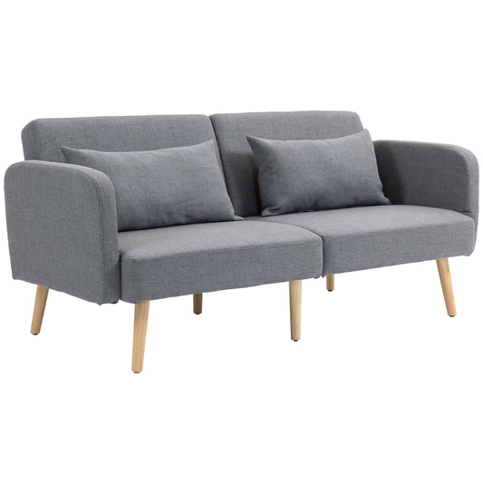 Photo of HOMCOM Two-Seater Click-Clack Sofa Bed, with Pillows - Grey in Grey colour on a white background