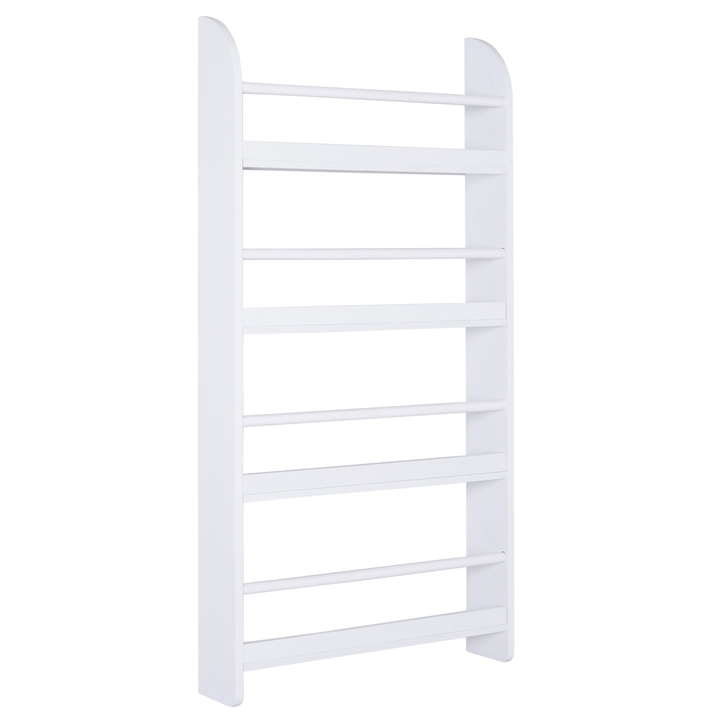 Photo of HOMCOM Bookcase, 4 Tier Wall Mounted Bookshelf, 15cm Depth Storage Shelving Rack for Bedroom Nursery Office Home, Accessories Supplies, White in White colour on a white background