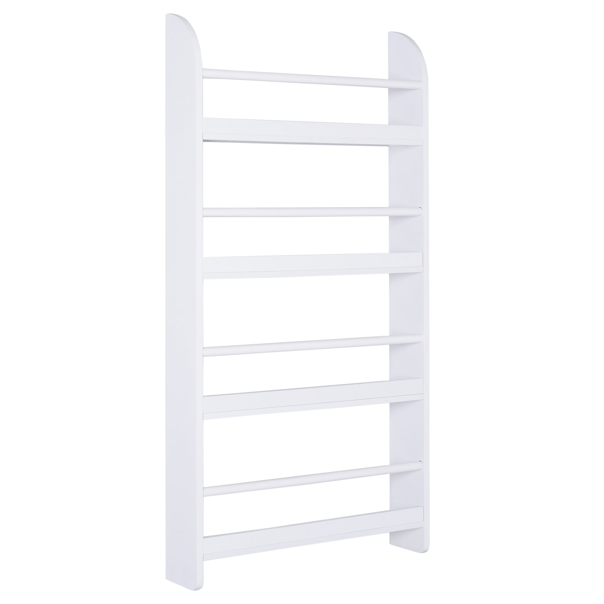 Photo of HOMCOM Bookcase, 4 Tier Wall Mounted Bookshelf, 15cm Depth Storage Shelving Rack for Bedroom Nursery Office Home, Accessories Supplies, White in White colour on a white background