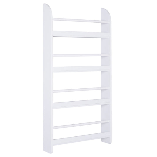 Photo of HOMCOM Bookcase, 4 Tier Wall Mounted Bookshelf, 15cm Depth Storage Shelving Rack for Bedroom Nursery Office Home, Accessories Supplies, White in White colour on a white background