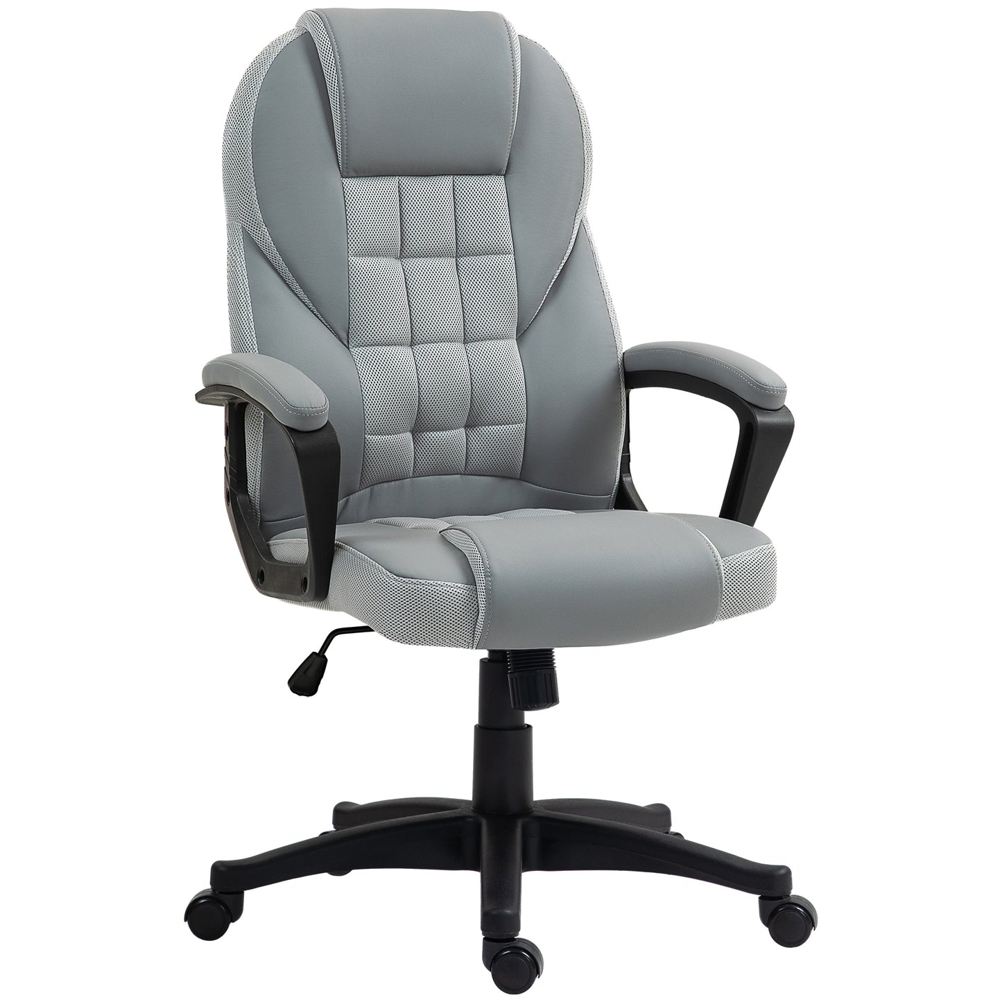 Photo of HOMCOM Faux Leather Office Chair - Grey in Grey colour on a white background