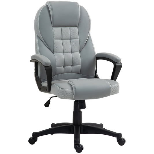 Photo of HOMCOM Faux Leather Office Chair - Grey in Grey colour on a white background