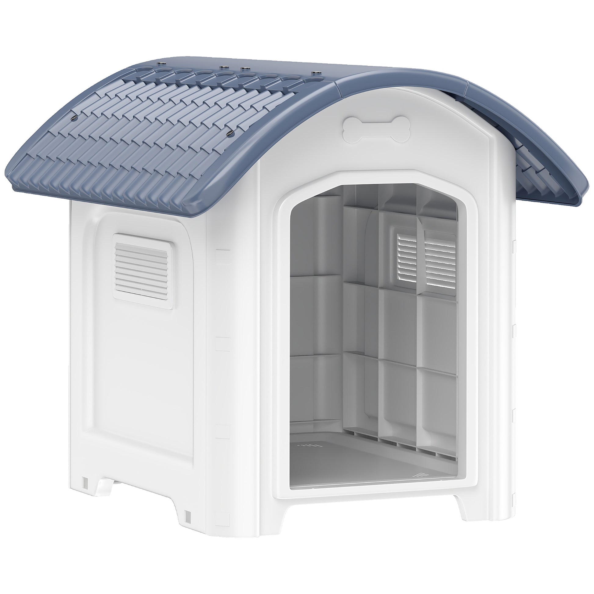 Photo of PawHut Outdoor Dog Kennel, Plastic Dog House with Removable Floor, Waterproof Roof, Raised Floor, 71 x 60 x 63 cm in cm colour on a white background