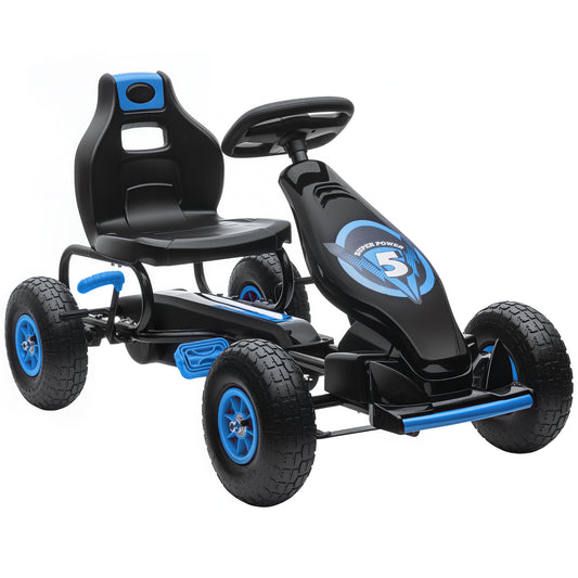 Photo of HOMCOM Kids Pedal Go Kart, with Adjustable Seat, Inflatable Tyres - Blue in Blue colour on a white background