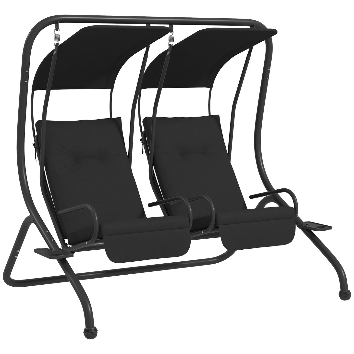 Photo of Outsunny Two-Seat Garden Swing Chair, with Protective Canopy - Black in Black colour on a white background