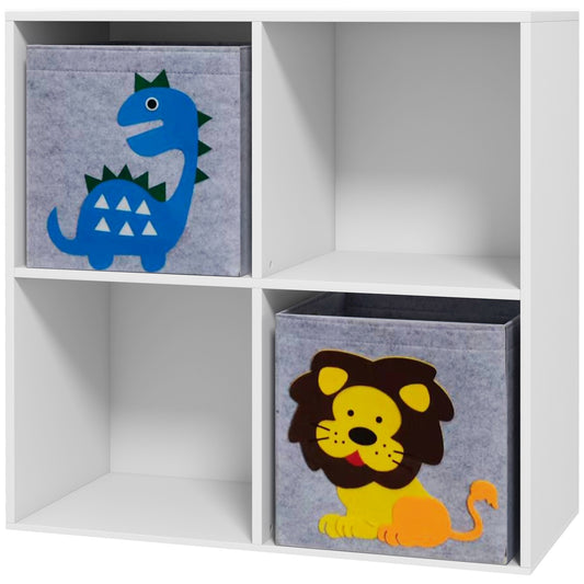 Photo of ZONEKIZ Kids Toy Box with Two Non-Woven Fabric Drawers, 61.8 x 29.9 x 61.8cm - White in White colour on a white background