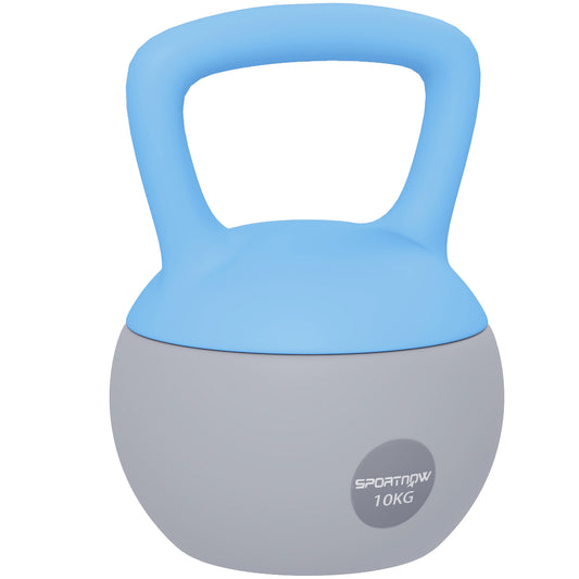 Photo of SPORTNOW 10KG Soft Kettlebell, Kettlebell with Non-Slip Handle for Home Gym, Weight Lifting, Strength Training, Light Blue/Grey in Blue/Grey colour on a white background