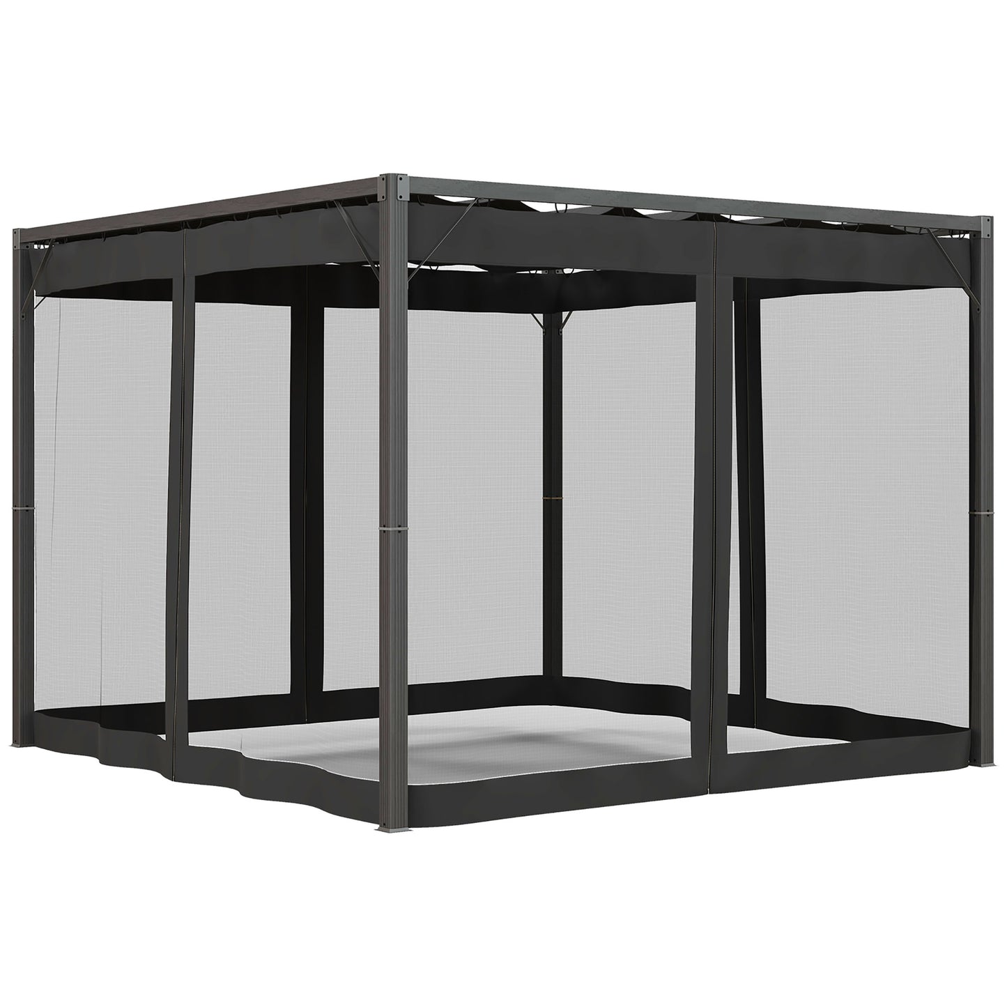 Photo of Outsunny 3 x 3m Aluminium Frame Pergola, with Retractable Roof - Dark Grey in Grey colour on a white background