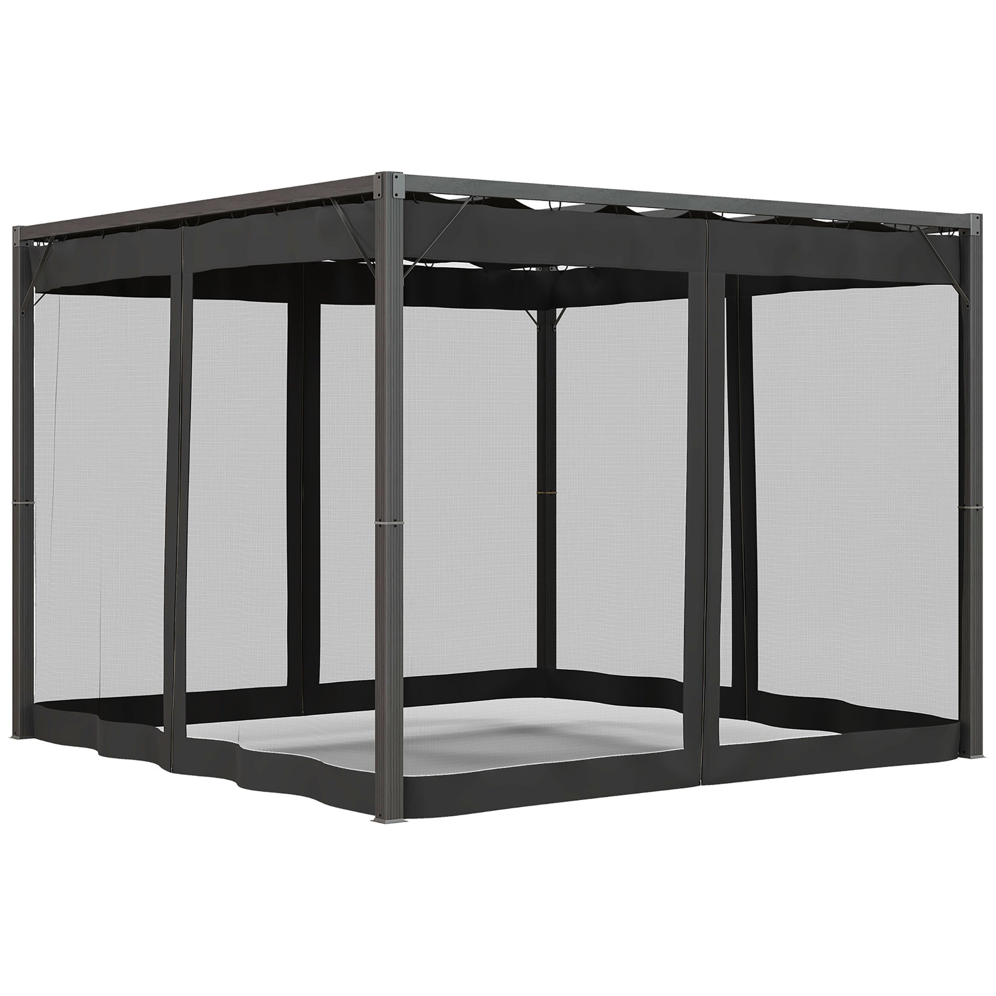 Photo of Outsunny 3 x 3m Aluminium Frame Pergola, with Retractable Roof - Dark Grey in Grey colour on a white background