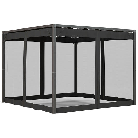 Photo of Outsunny 3 x 3m Aluminium Frame Pergola, with Retractable Roof - Dark Grey in Grey colour on a white background