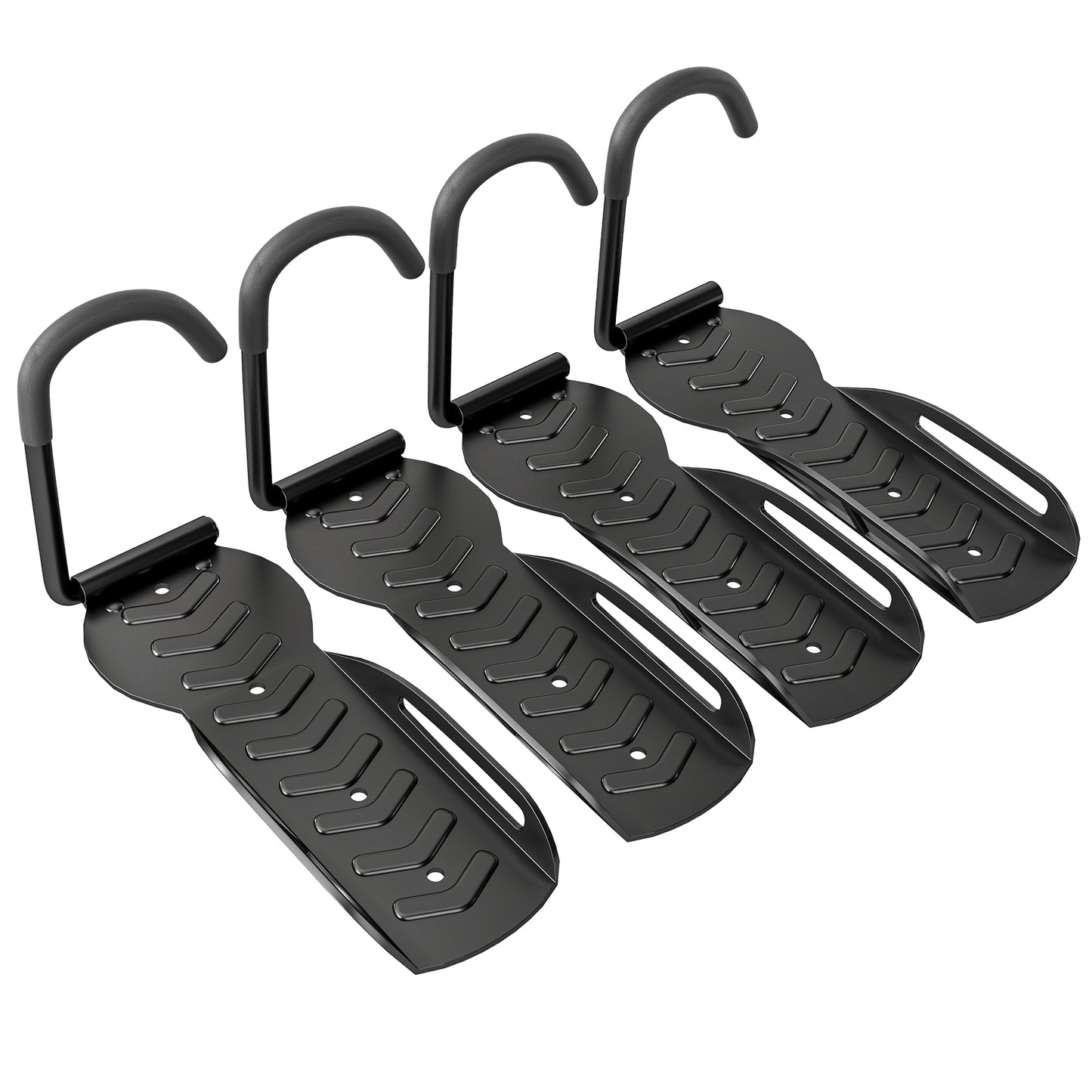 Photo of SPORTNOW 4 Pack Bike Rack, Wall Mounted Bicycle Hanger Hook, Foldable Garage Bike Wall Rack, Bicycle Storage Holder for Indoor Outdoor Use in Use colour on a white background
